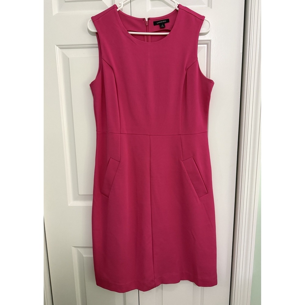 Lands' End Dark Pink Sleeveless Ponte Knit Midi Dress Size 10
